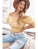 Yellow short blouse with ruffles at the bottom MP29390 - Online store - Boutique